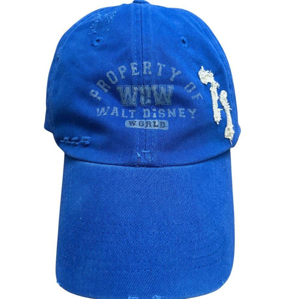 DISNEY Distressed Hat Cap Blue Adjustable Walt Disney World Disneyland Adult